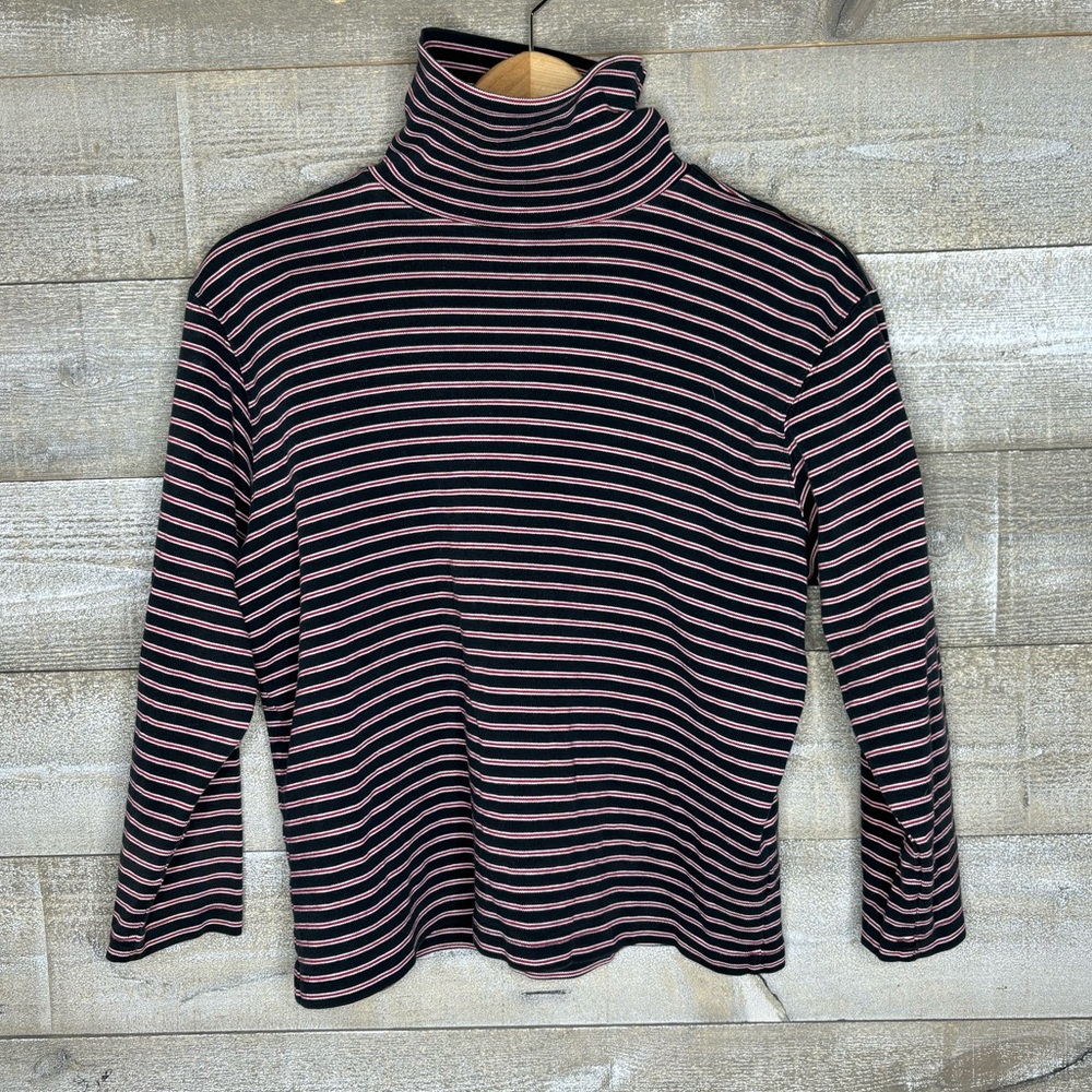 Lizsport vintage striped turtleneck sweater petite large